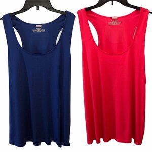 2 Joes USA Womens Size 4XL Blue Red Dri Equip Athletic Tank Tops Exercise Shirts